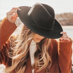 Urban Outfitters Woven Panama Boho Black Hat